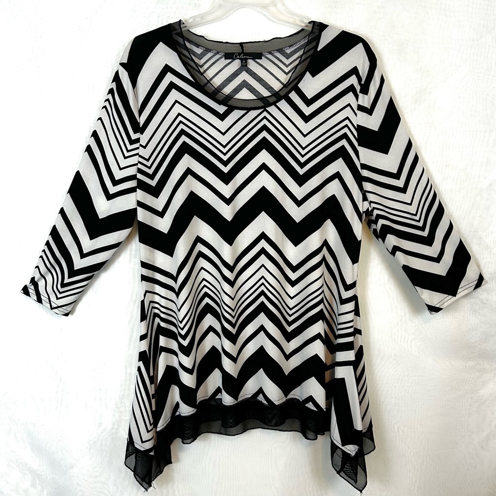 Caleasa Women’s 3/4 Sleeve Lightweight Chevron Tunic Top 1X